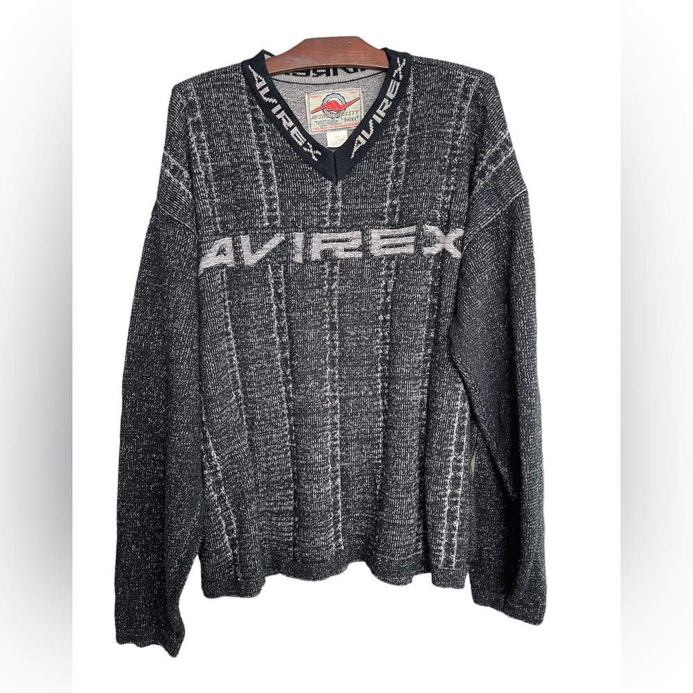Avirex Varsity Vintage Sweater Mens 2XL Pullover Multicolor Knit EUC